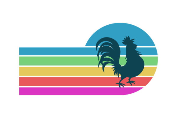 Chicken Rooster Retro Sunset PNG and SVG Review