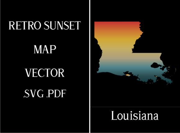 Louisiana Retro Sunset Map