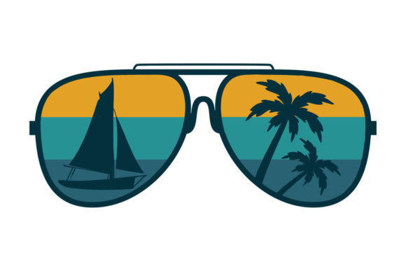 Sailboat Palm Trees Sunglasses PNG SVG Review