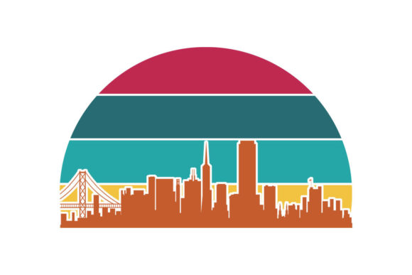 San Francisco California Retro Sunset