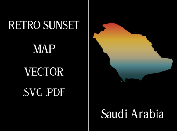 Saudi Arabia Retro Sunset Map Review