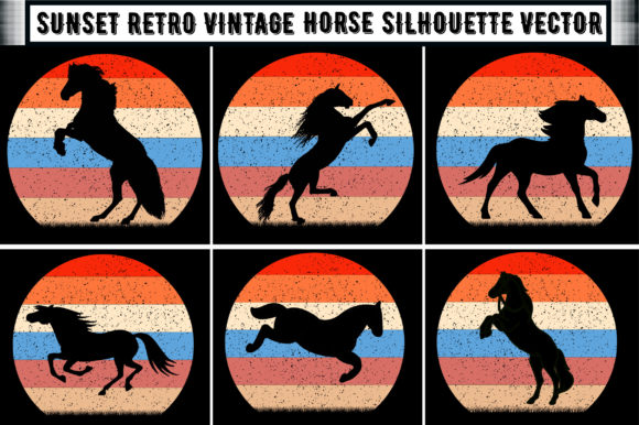 Silhouette Retro Vintage Sunset Horse Review