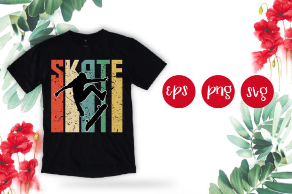 Skateboarder Retro T-shirt Design Svg Review
