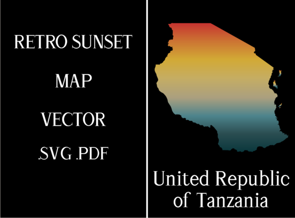 United Rep of Tanzania Retro Sunset Map
